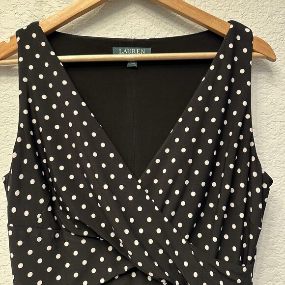 Ralph Lauren Black Y2K Retro Vibe Chic Polka Dot Stretch Knit Maxi Dress Sz 10 - Picture 7 of 16